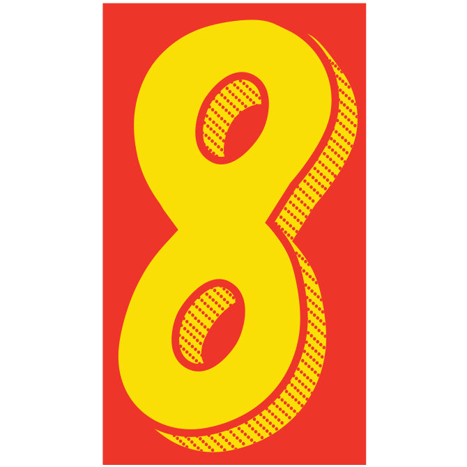 7 1/2" Red & Yellow Numbers