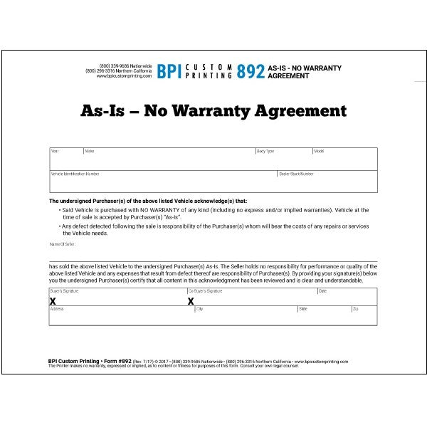 As-Is Agreement
