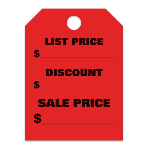 List Price-Discount Hang Tags