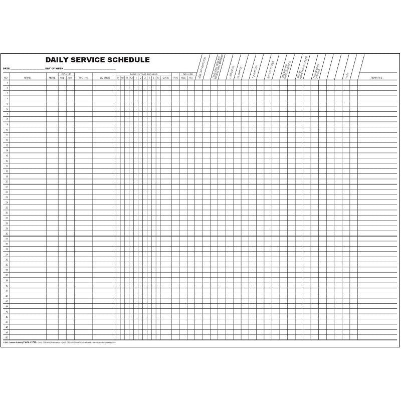 Daily Service Box Daily Service Schedule