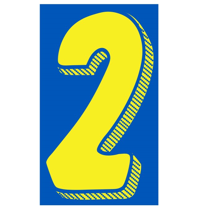 7 1/2" Blue & Yellow Numbers