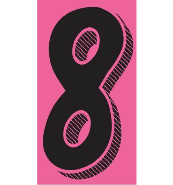 7 1/2" Pink & Black Numbers