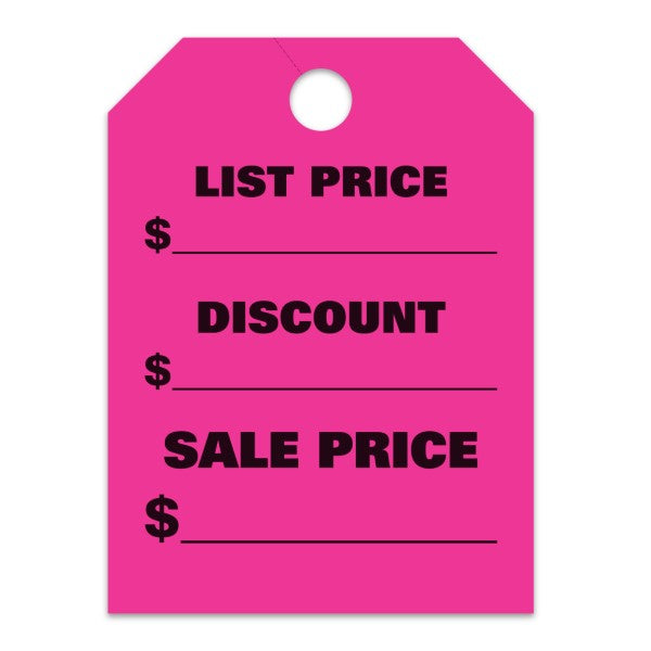 List Price-Discount Hang Tags