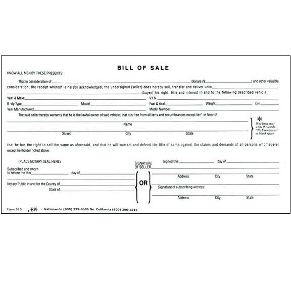 Bill of Sale